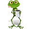 Frog with cup coffee