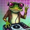 Frog dj with headphones Generative AI. Not based on any actual scene