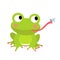 Frog eating fly animal cartoon character vector illustration