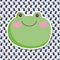 Frog face and flies farm animal cartoon background