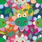 Frog flower fly dot seamless pattern