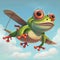 Frog flying in the sky Ai generative