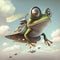 Frog flying in the sky Ai generative