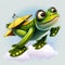 Frog flying in the sky Ai generative