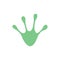 Frog footprint green icon. Handmade animal foot symbol.