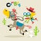 Frog the funny cowboy cartoon