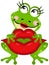 Frog girl holding lips