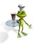 Frog with a glass of wine on a tray