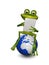 Frog on a globe with the tablet