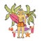 Frog head, Frog man, Surfing, Coconut tree, Sea fish, Cool drinks, Volleyball