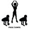 Frog jumps. Sport exersice. Silhouettes of woman doing exercise. Workout, training