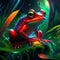 Frog in the jungle. 3d rendering. Computer digital drawing. generative AI
