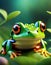 Frog in the Jungle Anime, beautifully, huge-eyed, cute adorable wild animal poster
