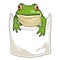 Frog looking out of t-shirt pocket funny humorous vector cartoon