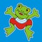 Frog at marine costume, funny vector illustration