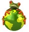 Frog protecting the earth