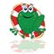 Frog with red lifesaver vector illustration