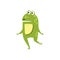 Frog Running On Two Legs Flat Cartoon Green Friendly Reptile Animal Character Drawing