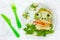 Frog sandwich - creative idea for kids lunch, fun animal sandwich shaped frog