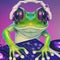 Frog Santa Claus dj with headphones Generative AI. Not based on any actual scene