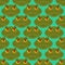 Frog seamless pattern. Amphibian ornament. Toad texture. Head of