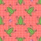 Frog seamless pattern. Hand drawn illustration Vector repeat surface design. Color tile ornament. Wild summer background