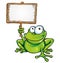 Frog with signboard