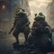 Frog soldiers in a flooded post-apocalyptic city