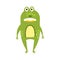 Frog Standing Facing Flat Cartoon Green Friendly Reptile Animal Character Drawing