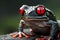 Frog with striking red eyes. Generative AI