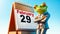 Frog in Suit with Leap Year Calendar. Leap Year Concept