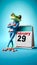 Frog in Suit with Leap Year Calendar. Leap Year Concept