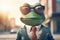 Frog suit sunglasses. Generate Ai