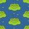 Frog in swamp pattern seamless. Toad background. Baby cloth texture. vector ornament