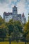 Frog view of Bran castle or famous Dracula's castle, close to Bran, Romania on a cloudy summer day