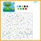 Frog with a water Lily. Coloring book for kids. Colorful Puzzle Game for Children with answer