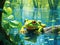 Frog in the water  Made With Generative AI illustration