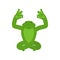Frog yoga. Toad yogi isolated. anuran Relaxation and meditation. Vector illustration