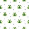 Frogs seamless vector pattern. Cute green animal bold print on white background.