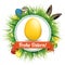 Frohe Ostern Eggs Hare Ears Emblem