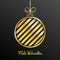 Frohe Weihnachten golden christmas bauble greeting card vector