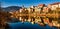 Frohnleiten panorama small city above Mur river in Styria,Austria. Famous travel destination.