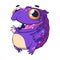 Frolic Fairytale Creature, isolated vector illustration. Funny monster. Smiley purple paunchy goblin