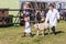 Frome, Somerset, UK, 14th September 2019 Frome Cheese Show A young girl leading a sheep in livestock parade