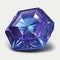 Fronf view of shining brighting tanzanite blue violet zoisite gemstone illustration on a white background.