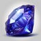 Fronf view of shining brighting tanzanite blue violet zoisite gemstone illustration on a white background.