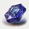 Fronf view of shining brighting tanzanite blue violet zoisite gemstone illustration on a white background.