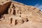 The front of Abu Simbel temple with no tourists