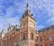 Front of ancient Central Railway Station, Amsterdam, Netherlands.