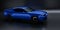 Front angle view of a generic blue brandless American muscle ca